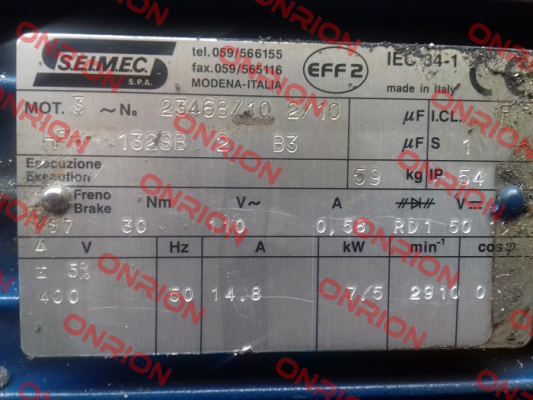 EFF2 IEC 34-1 REPLACED BY HBV 132SB 2 400-50 B3 Seimec (Rossi)