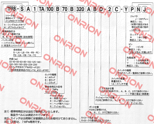 TFRB-SA1S125B140B165BAD-2DU-N REPLACED BY TFRB-SA-1S125BB165BAD-2DU-N Toyooki