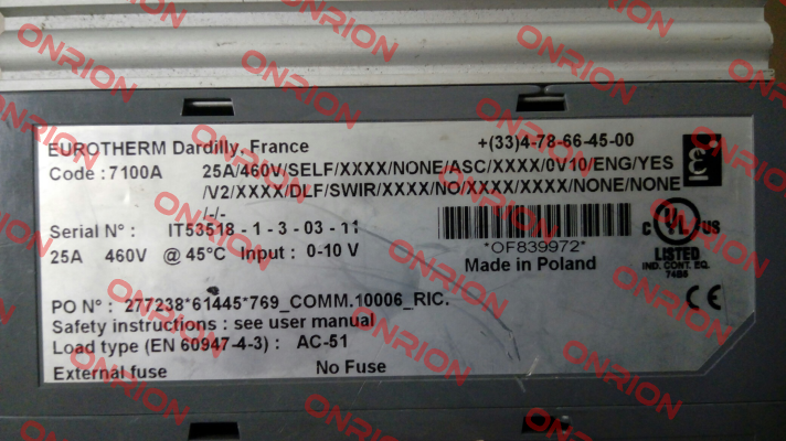 7100A obsolete/replacement EPACK-1PH/25A/500V/V2/XXX/TCP/XXX/XXXXX/HSP-25 Eurotherm