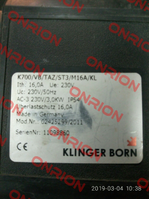 K700/VB/TAZ/ST3/KA3/M16,0A/KL Klinger Born