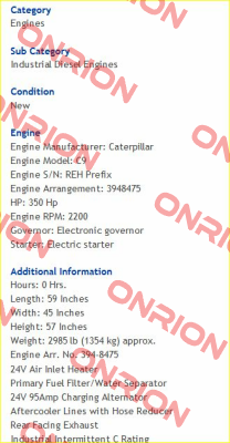 C9 – 350HP  Caterpillar