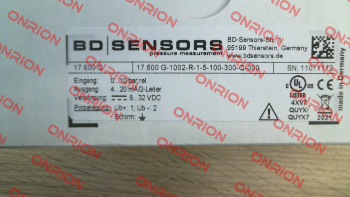 17.600G-1002-R-1-5-100-300-Q-000 Bd Sensors