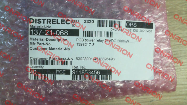 RE030024 / 1393217-8 TE Connectivity (Tyco Electronics)