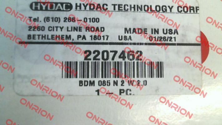 2207462 BDM 85 N 2 W 2.0 Hydac