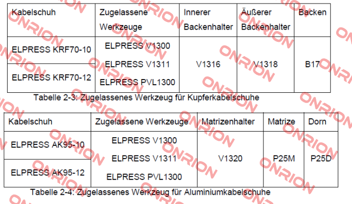 p/n: 5303-091300, Type: B17 Elpress