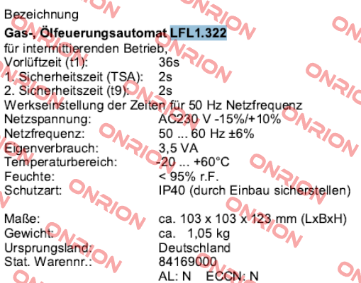 LFL1.322 Siemens (Landis Gyr)