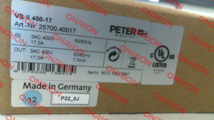 25700.40017 \ VS II 400-17 Peter Electronic