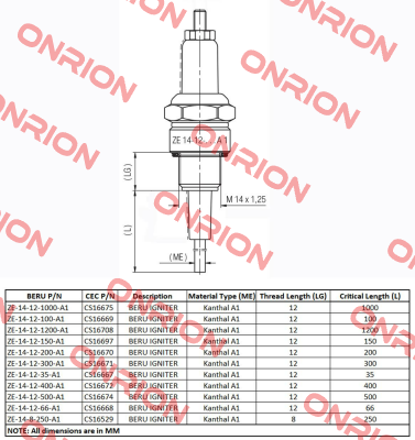 Type ZE 14-12-400 A1 Beru