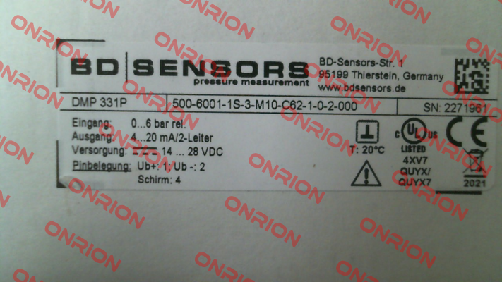 500-6001-1S-3-M10-C62-1-0-2-000 Bd Sensors