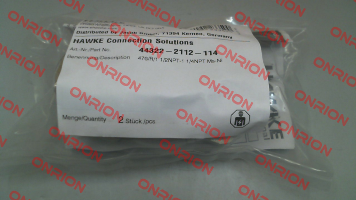 44322-2112-114 / 476/R/1 1/2NPT-1 1/4NPT Ms-Ni Hawke