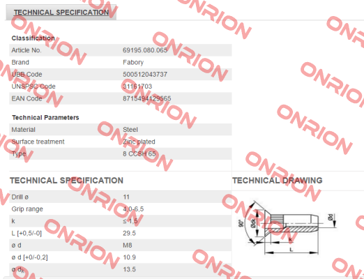 69195.080.065 Fabory