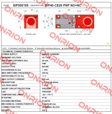 SIP40-CE20 PNP NO+NC  / SIP000105 Aeco