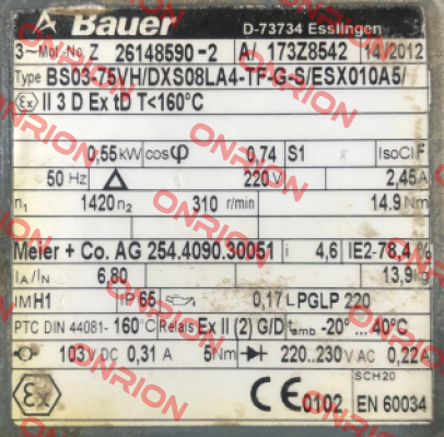 BS03-75VHDXS08LA4-TF-G-S/ESX010A5 Bauer