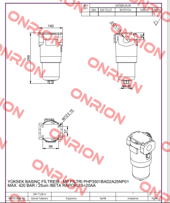 FHP3501BAD2A25NP01 MP Filtri