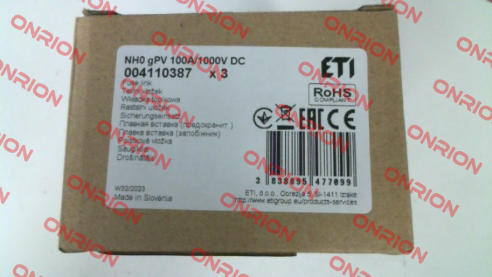 P/N: 4110387, Type: NH 0/100A DC 1000V Eti